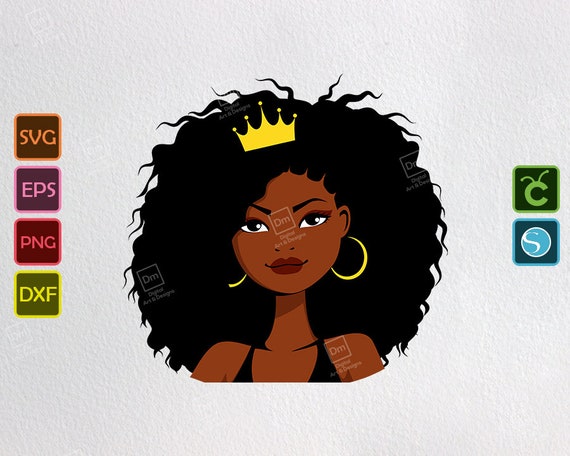 Download Black Queen With Crown Svg African American Woman Png Black Etsy