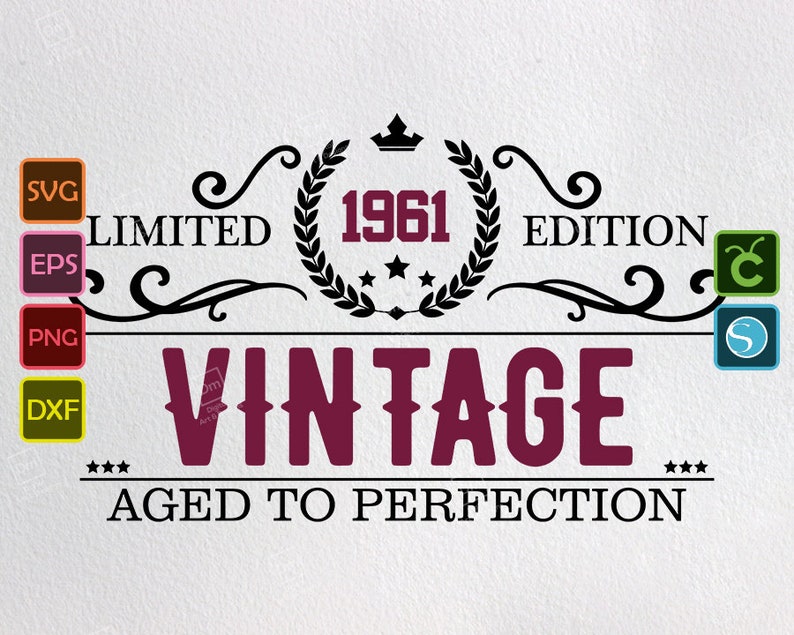 Download Vintage 1961 design Svg Fifty Nine Years Old Png 59th | Etsy
