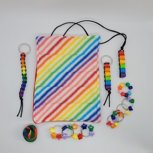 Rainbow Themed Fidgets | Marble Maze, Keychain, Worry Stone, Key Ring Fidget
