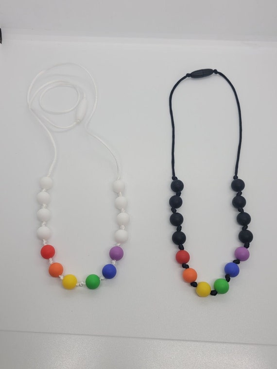 Knotted Rainbow Silicone Sensory Necklace Fidget