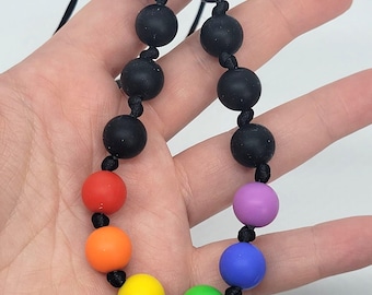 Knotted Rainbow Silicone Sensory Necklace Fidget