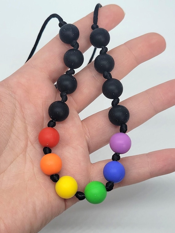 Knotted Rainbow Silicone Sensory Necklace Fidget