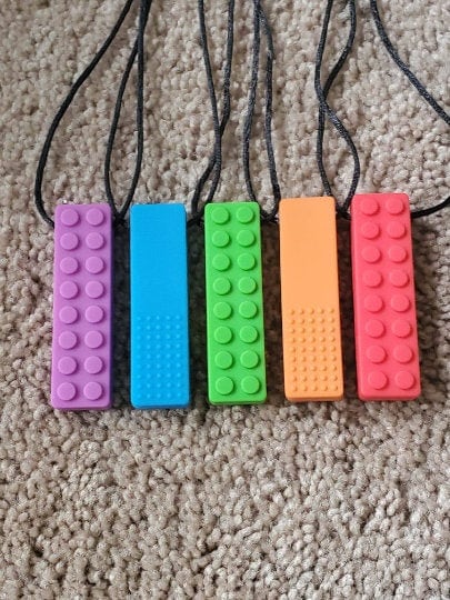Building Block Silicone Sensory Necklace Fidget