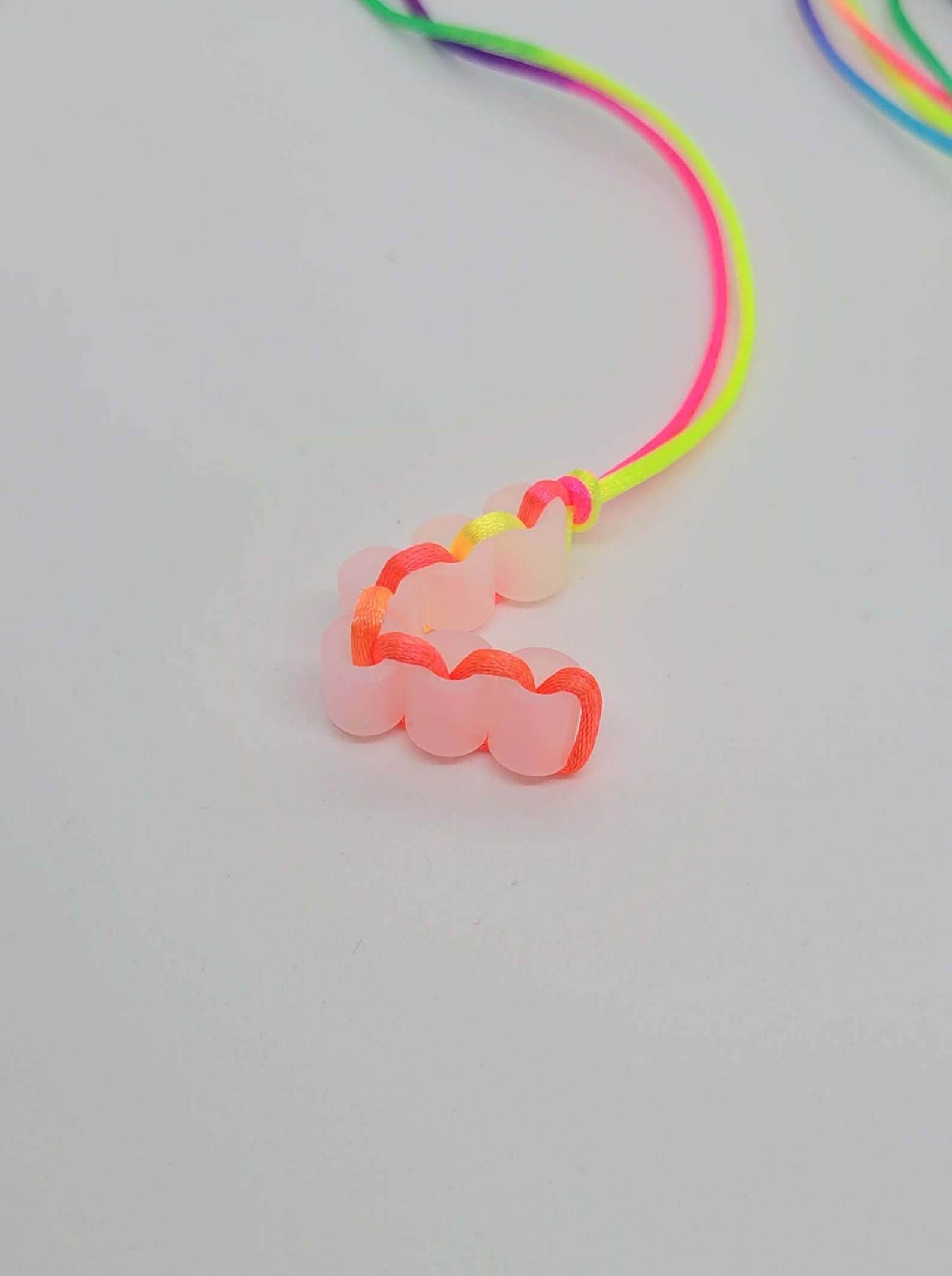 Big Bead Neon Rainbow Cord Fidget Necklace Etsy