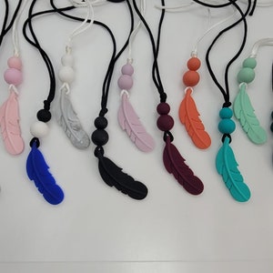 Feather Silicone Fidget Necklace - 11 Color Options!