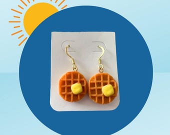 Waffle Earrings: Golden Syrup-Sweet Brunch Style