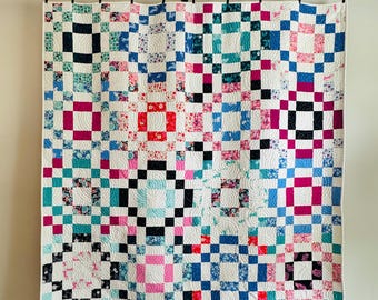 Modern Throw Quilt  / Ruby Star Society Backyard / Minky / Handmade Quilt