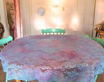 New**Cotton Candy Colored Lace Tablecloth