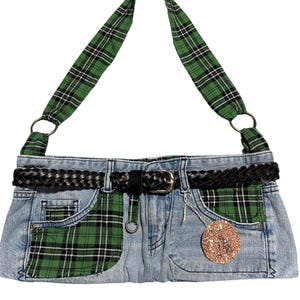 Cartera vaquera con estampado de cuadros escoceses