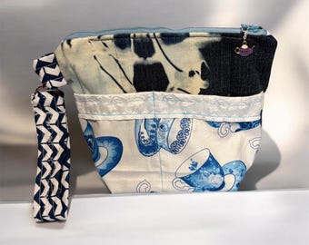 New**Tea Time Jean Clutch/Cosmetic Bag