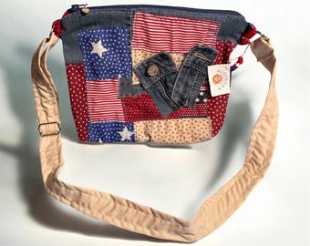New**USA 250 Patchwork Jean Purse