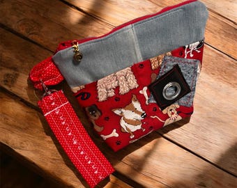 New**Doggy Party Jean Clutch/Cosmetic Bag
