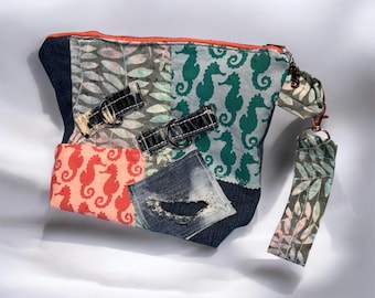 New**Under the Sea Jean Clutch/Cosmetic Bag
