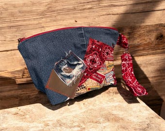 New**Wild West Jean Clutch/Cosmetic Bag