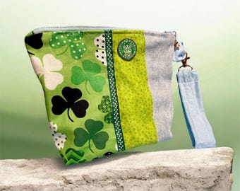 New**Shamrock Jean Clutch/Makeup Bag