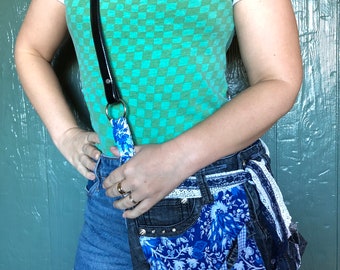 Blue & White Floral Jean Purse/Belt strap
