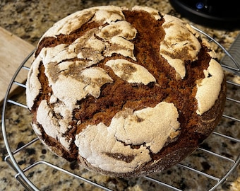 Sourdough Rye Bread (with 100% Rye Flour) Fresh Bread Home Made German Bread Artisanal Gift