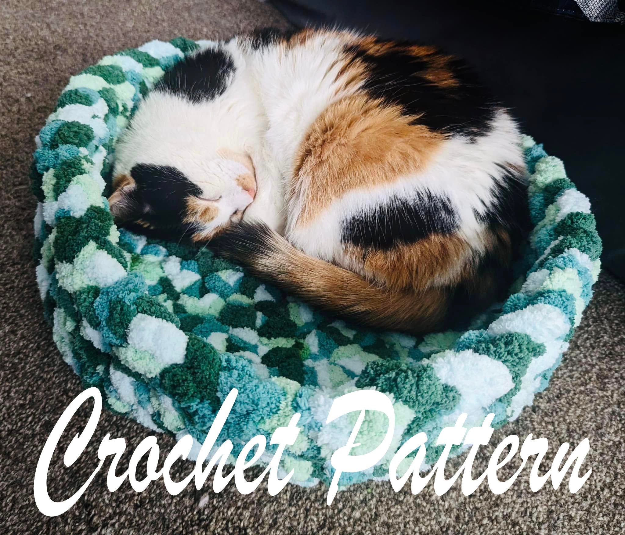 40 Cat Bed Crochet Patterns for Cozy Caves, Pods, and Pet Nests 39 Jumbo Cat Cuddler Bed Crochet