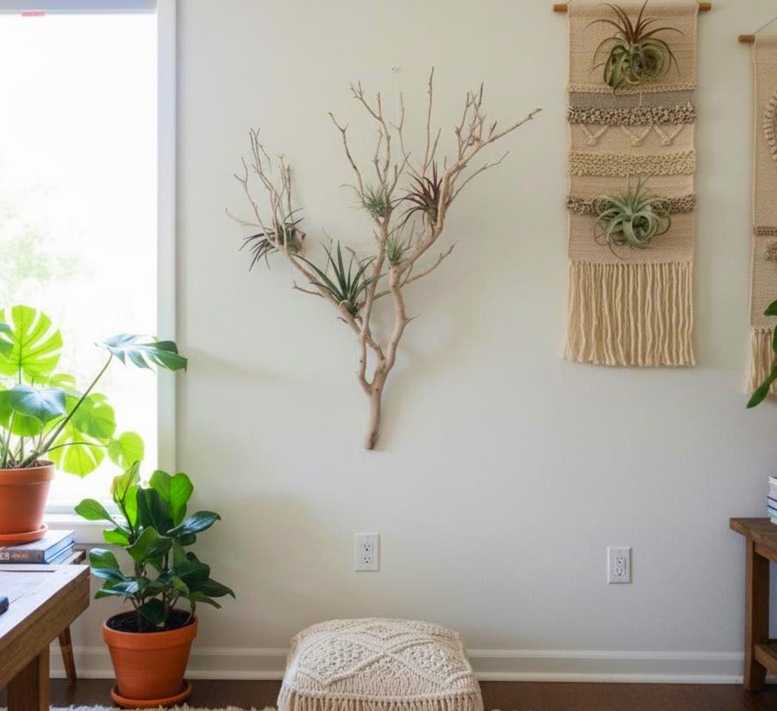 Large Manzanita Wall Hanging Air Plant Holder | Floating Wood Wall Art ...