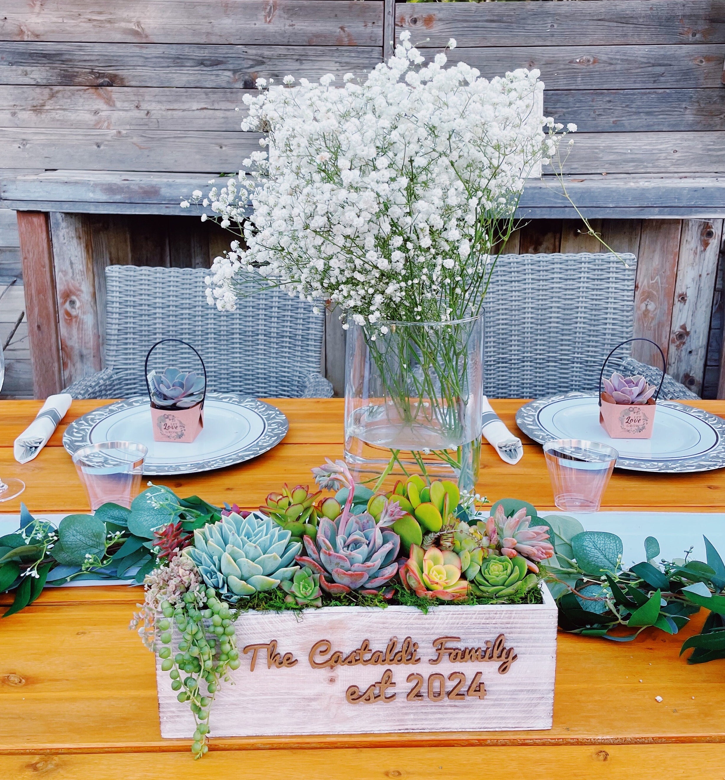 Custom Wooden Wedding Planter