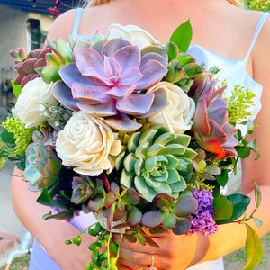 Wedding bouquet | Succulent and Sola wood flower arrangement | Bridal | custom  made bouquet
