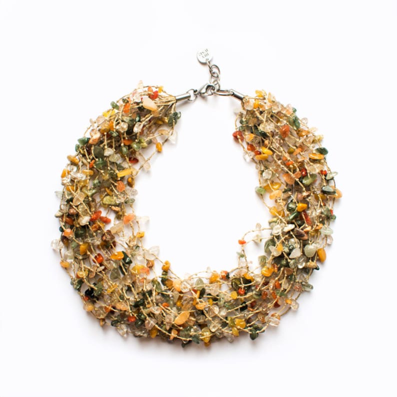 Indian agate Necklace Multicoloure Boho necklace