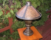 Antique Early Lillian Palmer Bronze Base with Mica Shade Table Lamp w5381