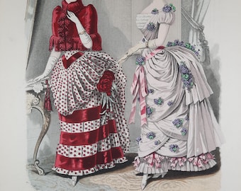 Handingekleurde litho's modelblad Der Bazar Duitsland 1884