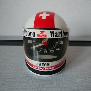 TAG HEUER Helmet Clock Clay Regazzoni Formula 1 Swiss Vintage