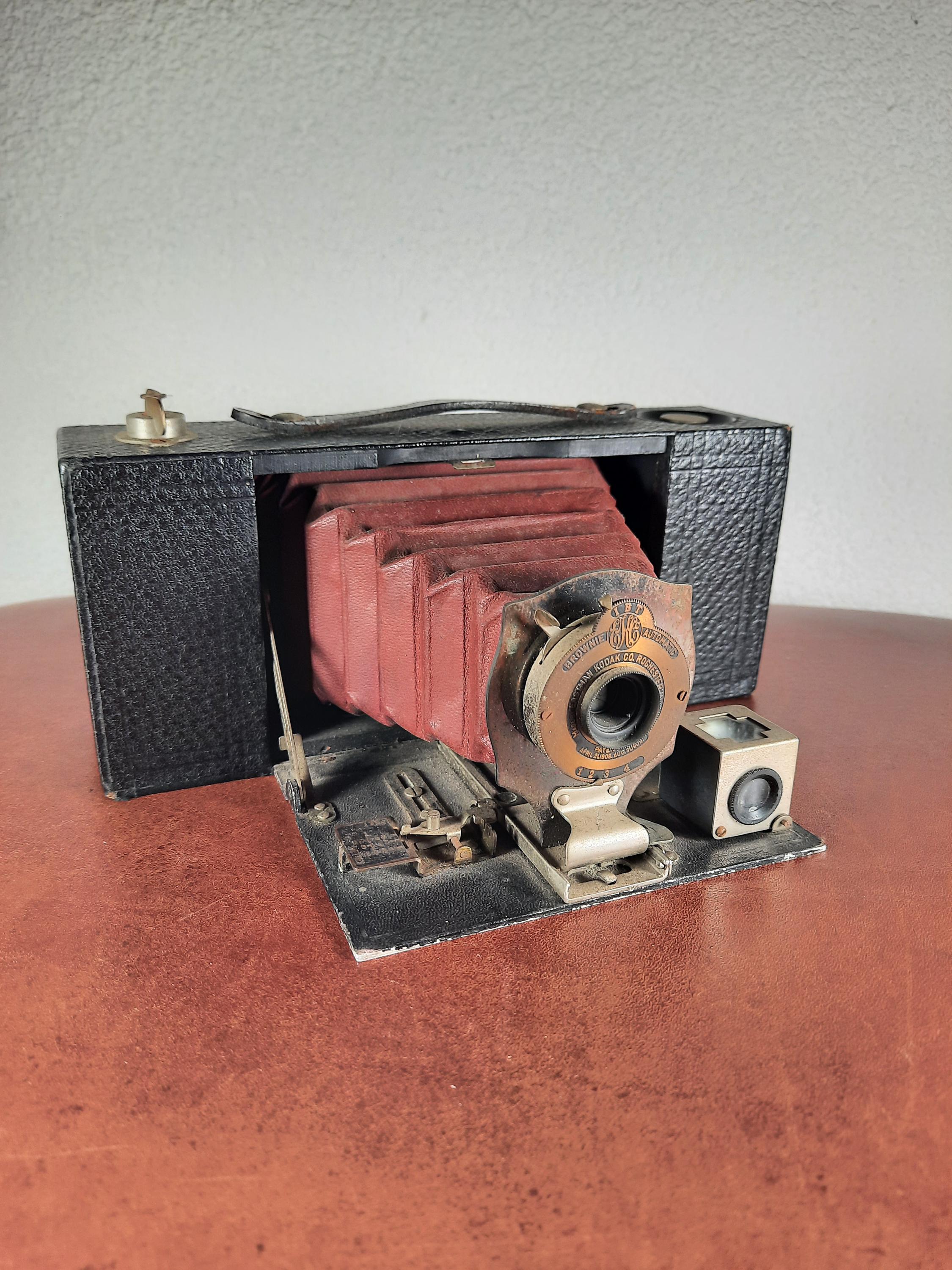 Antieke Kodak Brownie Automatische IBT Camera 1908 vintage balg