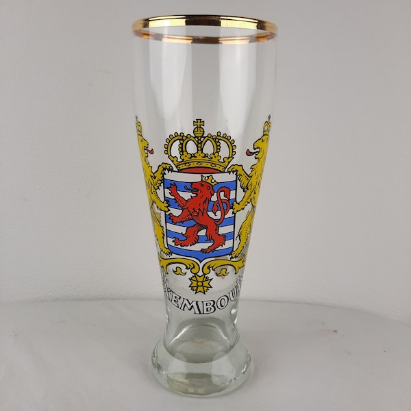 Groot vintage bierglas gemerkt Luxembourg souvenir uit Duitsland