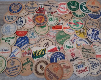Lot van 57 vintage Europese bierviltjes | Duits, Nederlands, Belgisch etc | Jaren &#39;60 en &#39;70