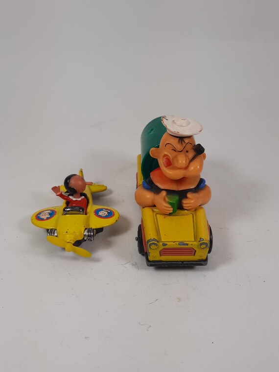 Vintage Popeye & Olive Oyl Car and Airplane Set: Matchbox, Corgi