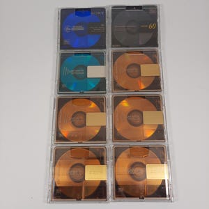Lot van 8 Sony Minidiscs gebruikt 80 minuten (1x 60 minuten) met hardcase sleeves
