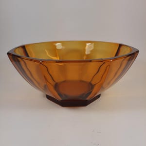 Art deco glazen schaal amber kleur