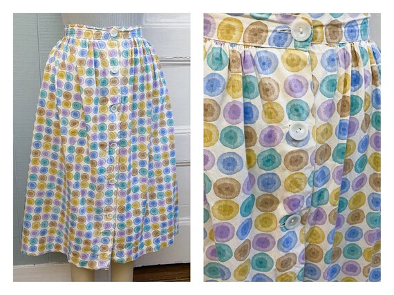 Vintage 50s/60s Circle Dot Gathered A-Line Skirt B