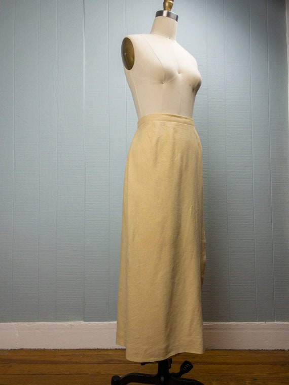 90's Butter Yellow Linen Maxi Skirt | L/XL - image 4