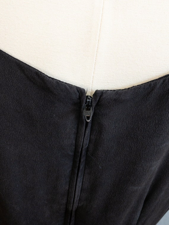 50's 60's Black Silky Wiggle Dress | S - image 9