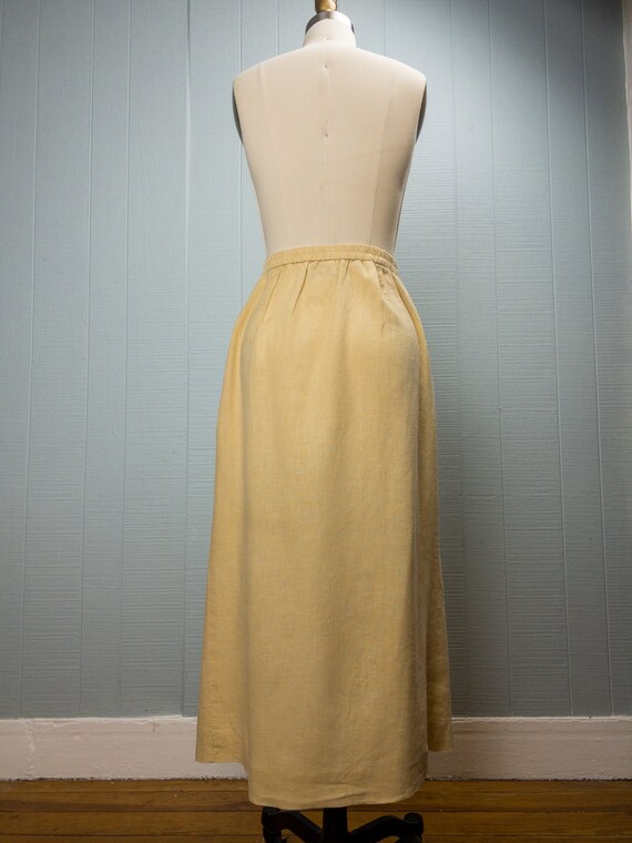 90's Butter Yellow Linen Maxi Skirt | L/XL - image 6