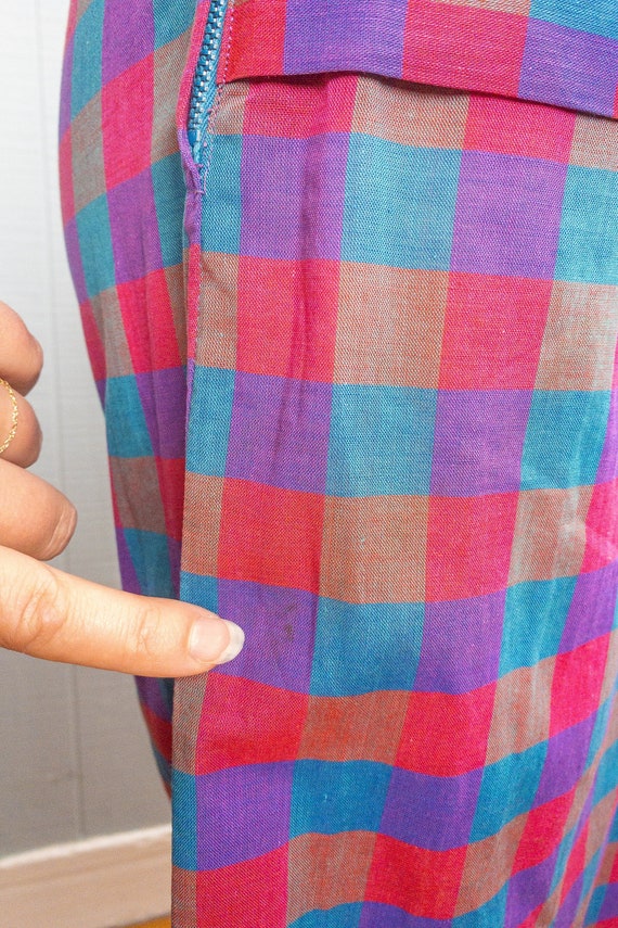 60's Plaid Purple Pink Blue Dress | XXS/XS | Drop… - image 9