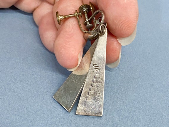 Sterling Silver Dramatic "A" Screw Back Earrings - image 4