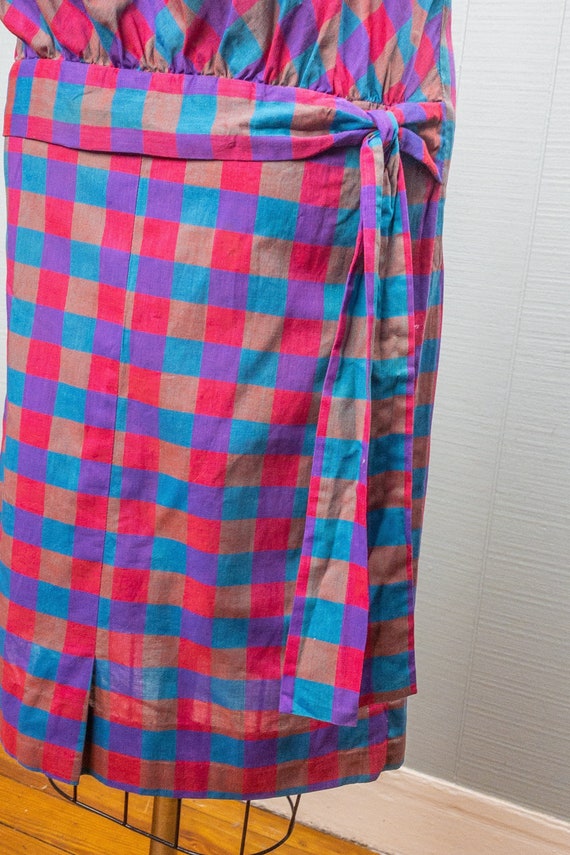 60's Plaid Purple Pink Blue Dress | XXS/XS | Drop… - image 8