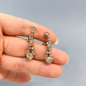 Glitzy Rhinestone Crystal Tear Drop Dangle Vintage Clip On Earrings
