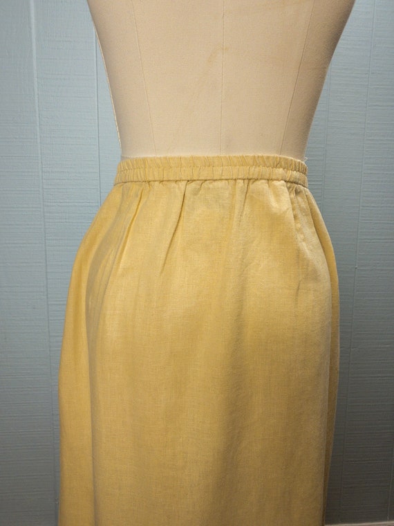 90's Butter Yellow Linen Maxi Skirt | L/XL - image 7