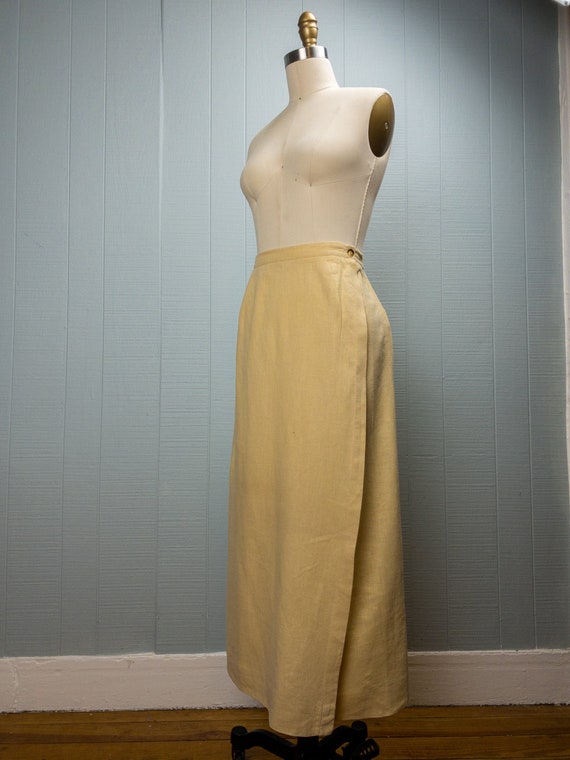 90's Butter Yellow Linen Maxi Skirt | L/XL - image 5