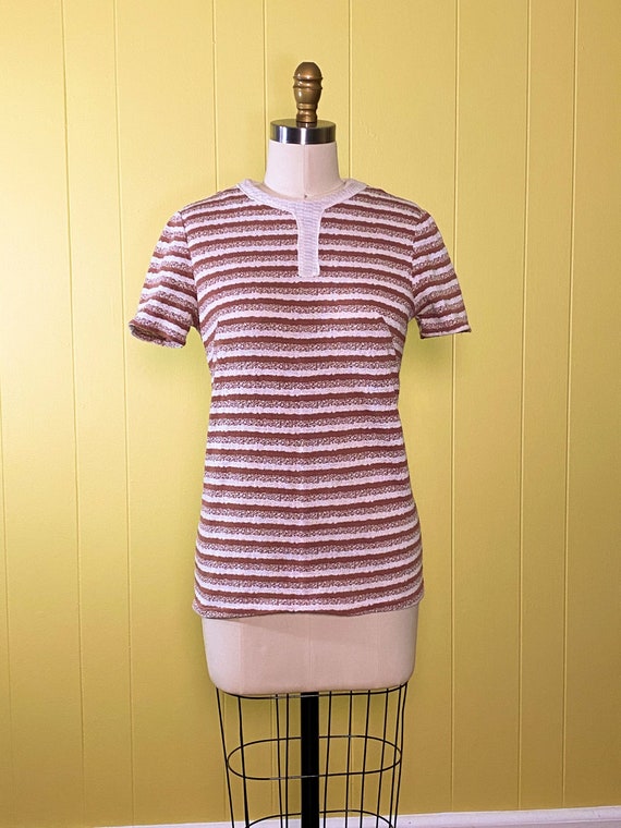 60s 70's Space Dye Crew | S | Vintage Knit Top TS… - image 3