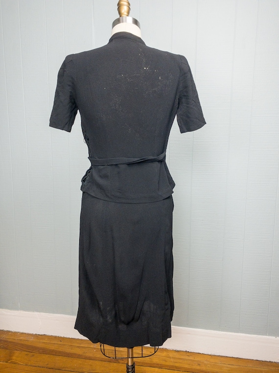 40's Wounded Wrap Dress with Rose Sequin - image 4