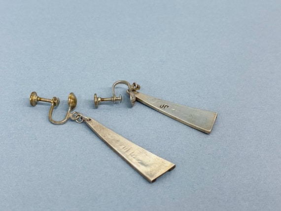 Sterling Silver Dramatic "A" Screw Back Earrings - image 3