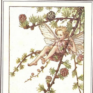花の妖精: 梨の花の妖精 ヴィンテージプリント 1930年頃 花の妖精: 梨の花の妖精 ヴィンテージプリント 1930年頃
