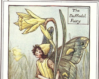 Flower Fairies: The DAFFODIL FAIRY Vintage Print c1930 by Cicely Mary Barker
